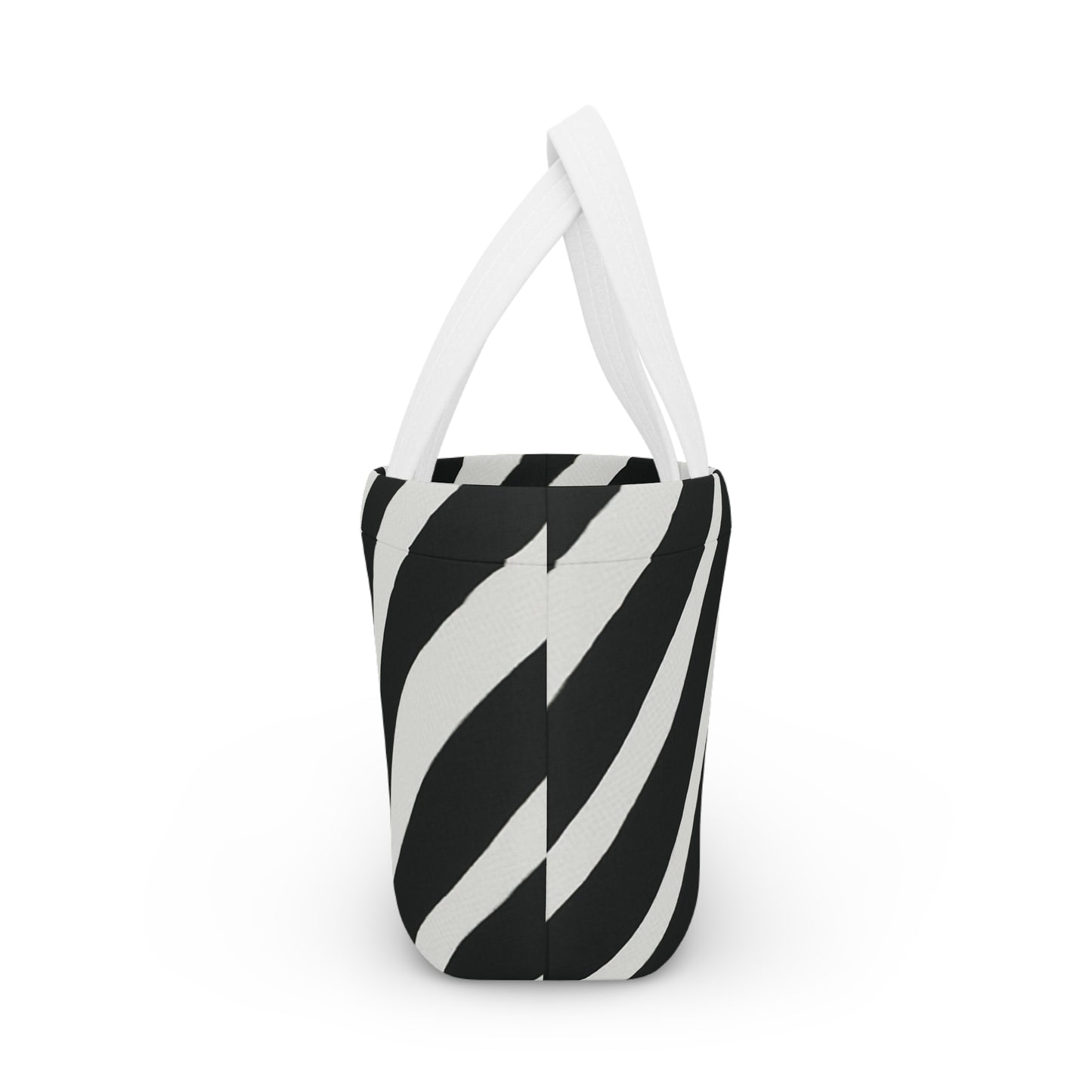 Zebra Print Lunch Bag — Insulated Black & White Animal Stripe Tote