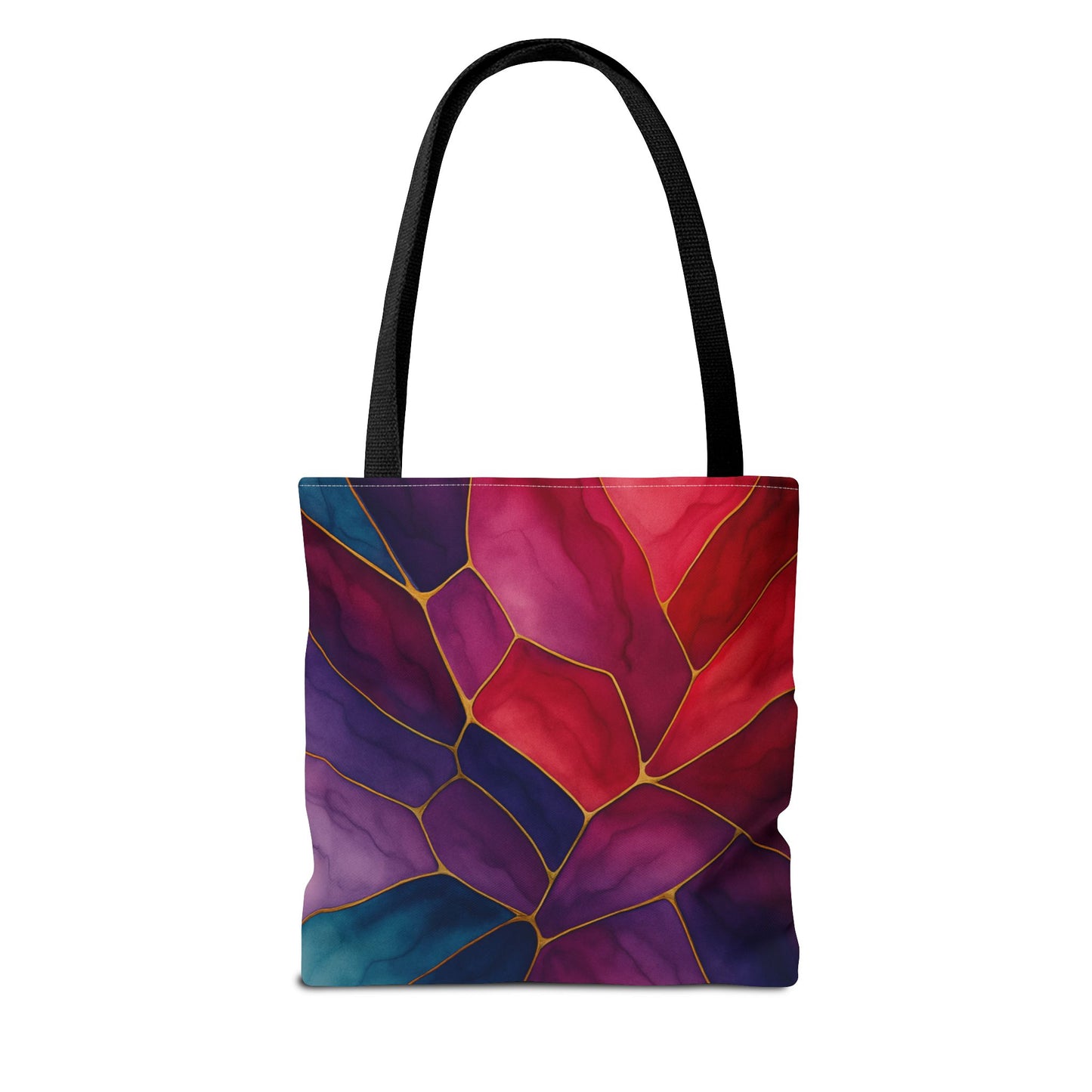 Shelby-2025 Artisan Luxe Collection-Tote Bag — Jewel-Tone Stained Glass Floral Pattern Tote