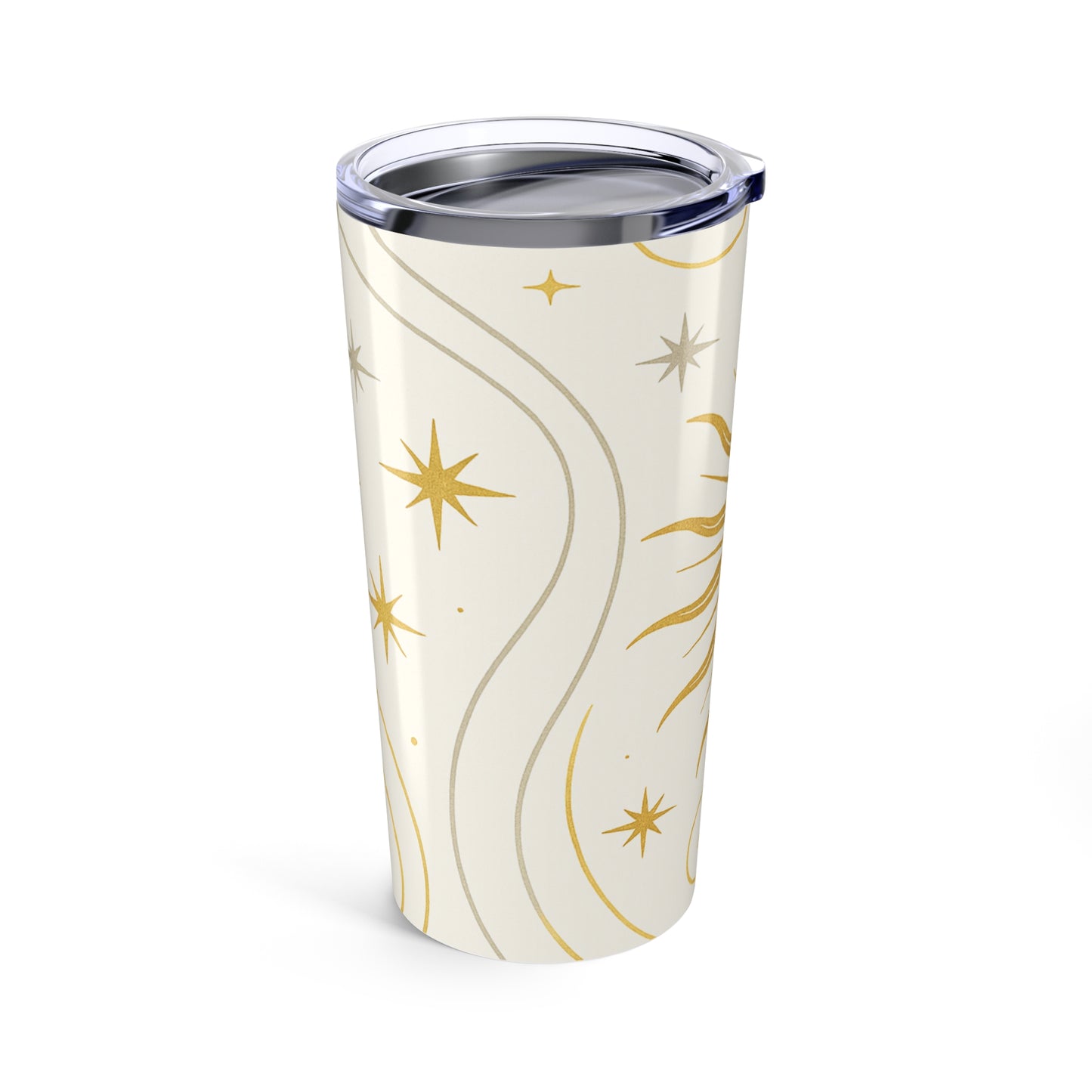 Sunburst 20oz Tumbler — Celestial Gold Sun and Stars Insulated Travel Cup