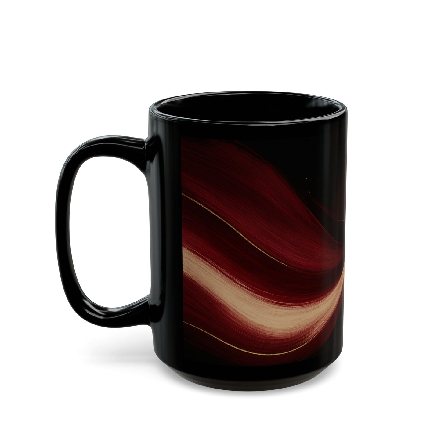 Rose Alloy-Soulful Collection-Red & Gold Swirl Black Coffee Mug — 11oz/15oz