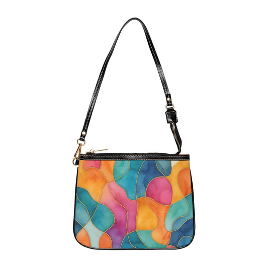 Vicky-2025 Artisan Luxe Collection- Small Shoulder Bag — Colorful Abstract Stained-Glass Pattern