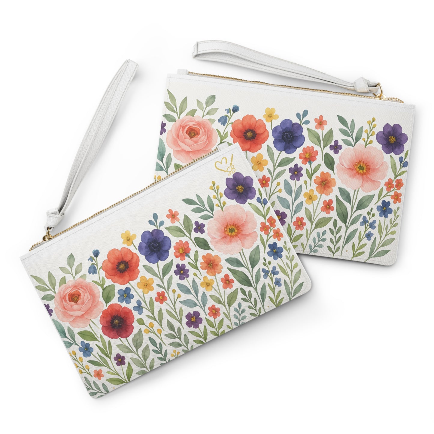 Floral Field Clutch Bag — Watercolor Wildflower Wristlet