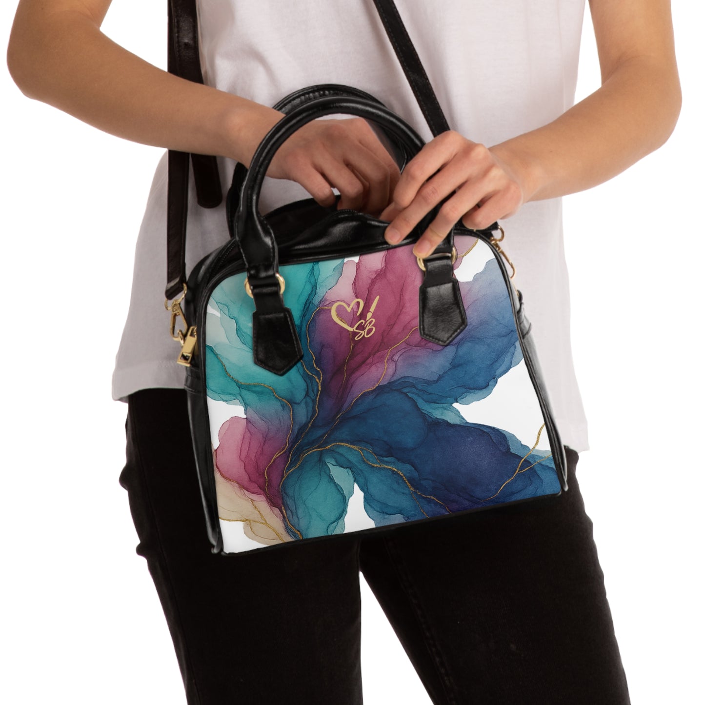 Heather-2025 Artisan Luxe Collection-  Shoulder Handbag — Colorful Watercolor Swirl Tote