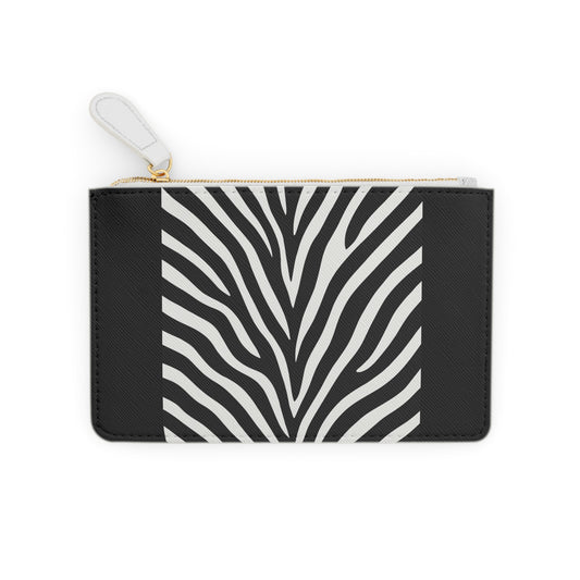 Zebra Stripe Mini Clutch Bag — Black & White Animal Print Pouch