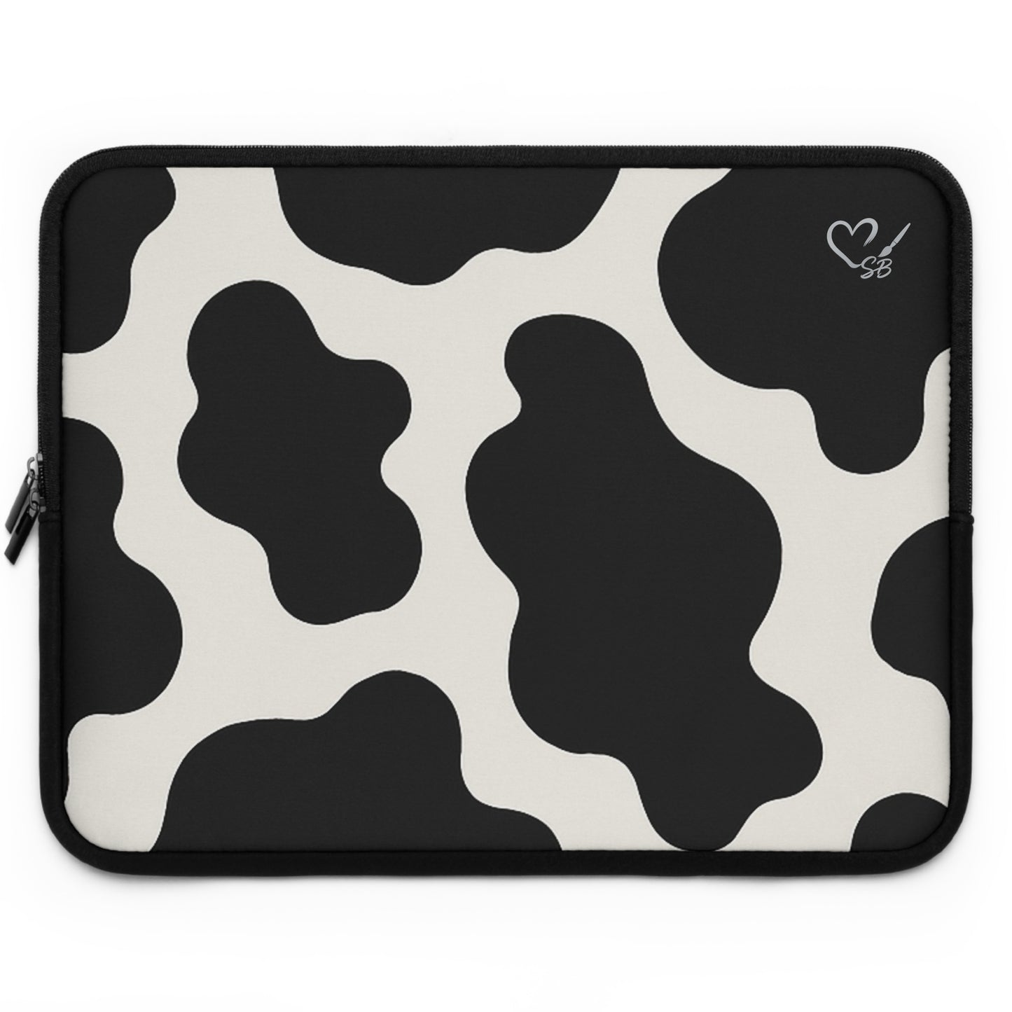 Cow Print Laptop Sleeve — Black & White Protective Neoprene Case