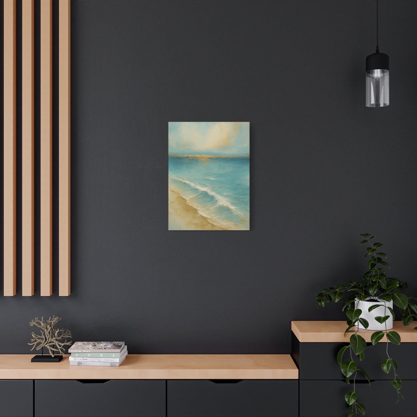 Golden Horizon-Gold Coast Collsection=Matte Canvas Wall Art — Ocean Beach Landscape, Stretched 1.25"