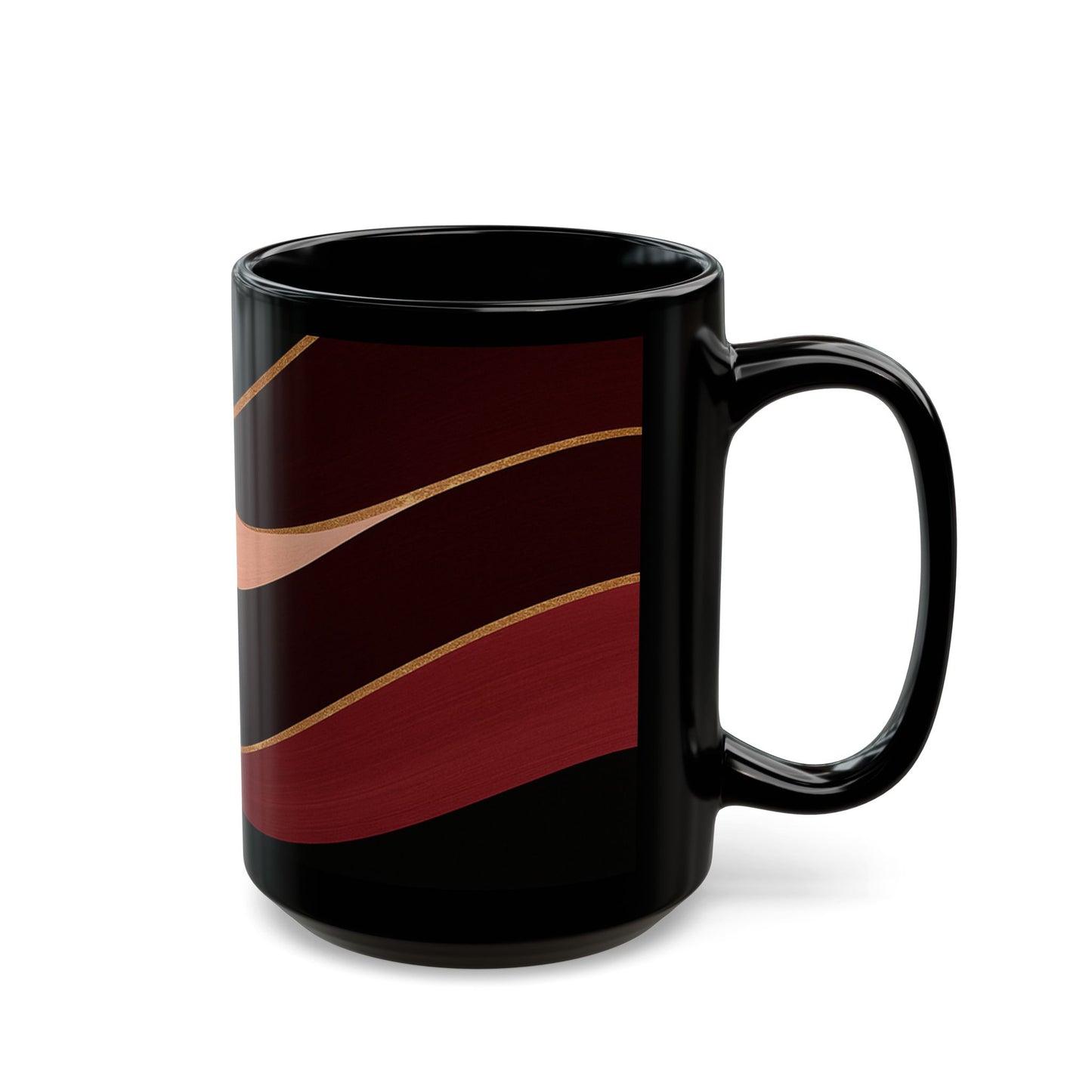 Rose Alloy- Soulful Collection — Modern Coffee Cup with Burgundy & Rose Gold Waves