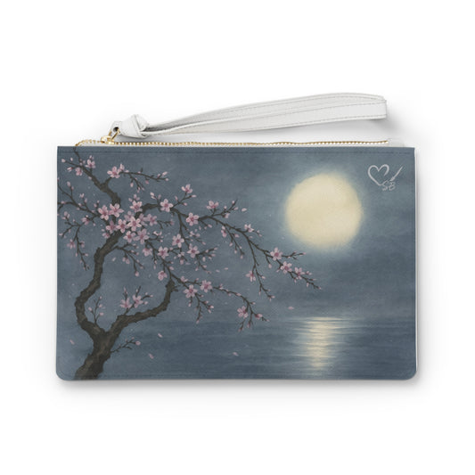 Moonlit Cherry Blossom Clutch Bag — Evening Floral Wristlet