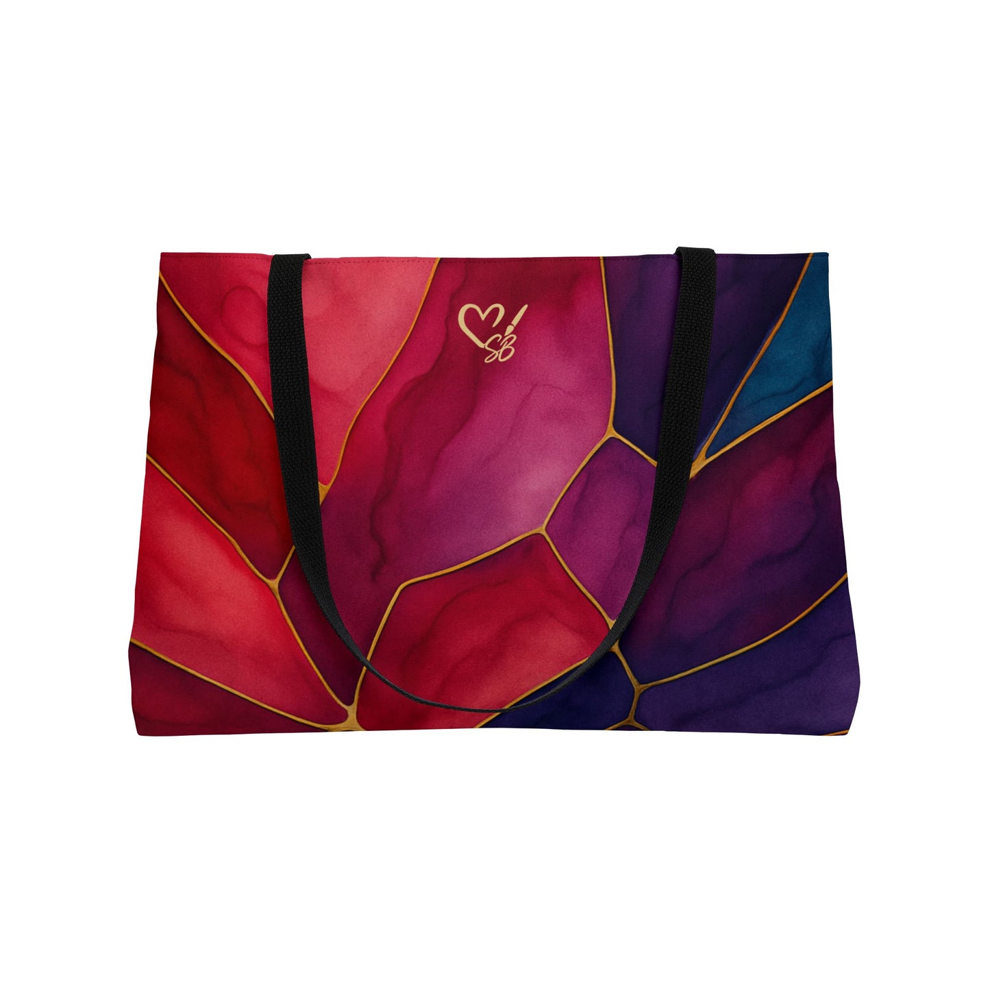 Shelby-2025 Artisan Luxe Collection- Weekender Tote Bag – Bold Red & Purple Travel Carryall