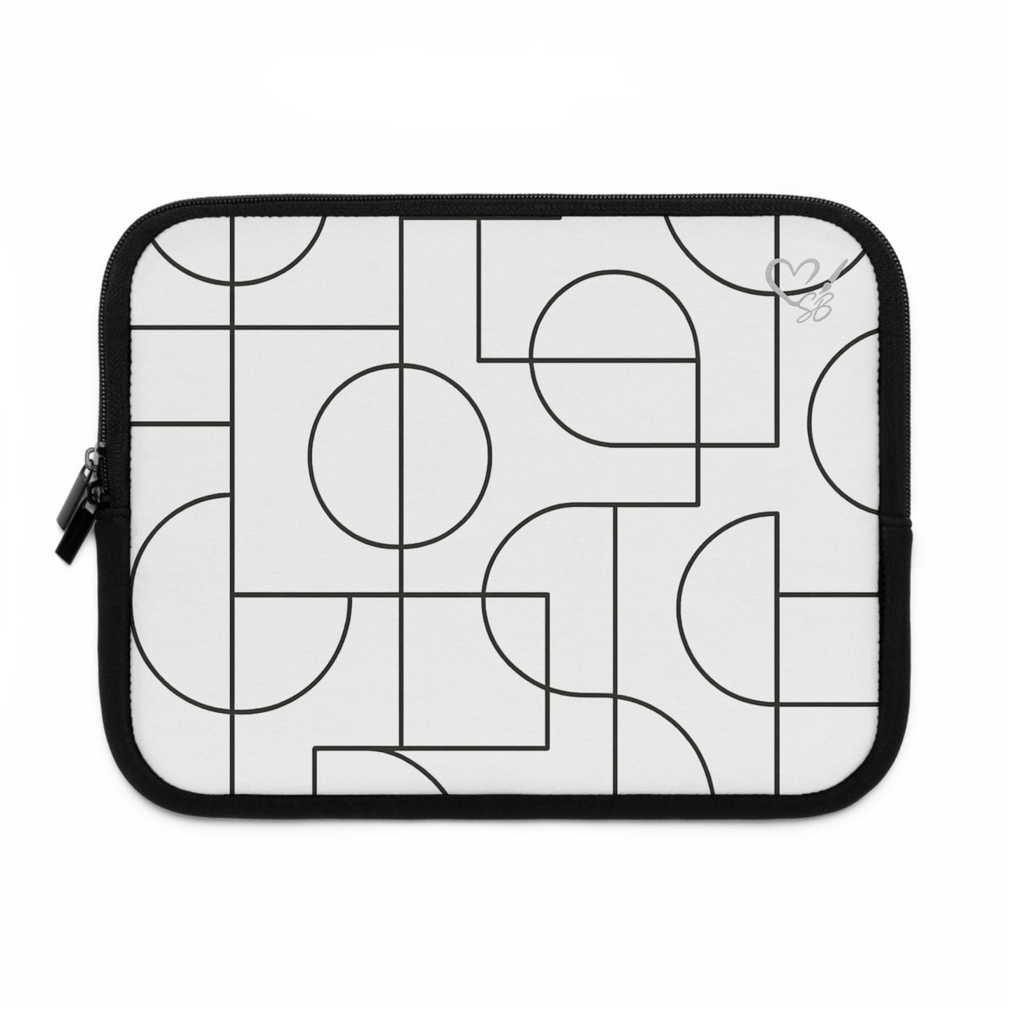 Geometric Print -2025 Artisian Collection -Laptop Sleeve — Black & White Protective Neoprene Case