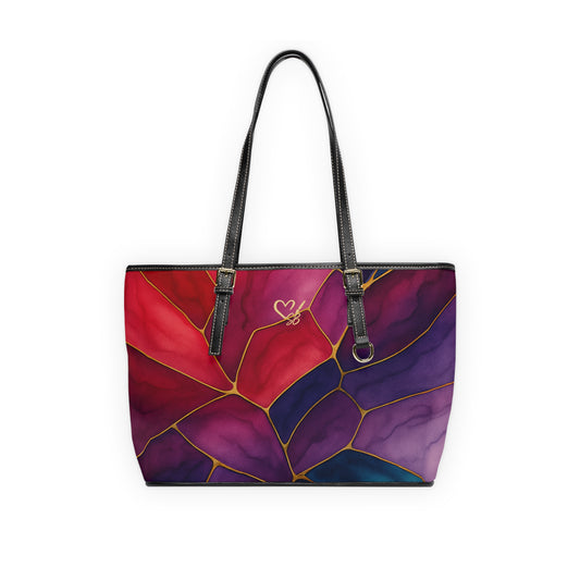 Shelby-2025 Artisian Collection— Stained Glass Floral PU Leather Shoulder Tote