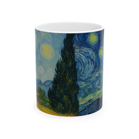 Van Gogh Landscape 3-Echoes of the Masters- Ceramic Mug — Serene Meadow & Sky Coffee Cup (11oz, 15oz)