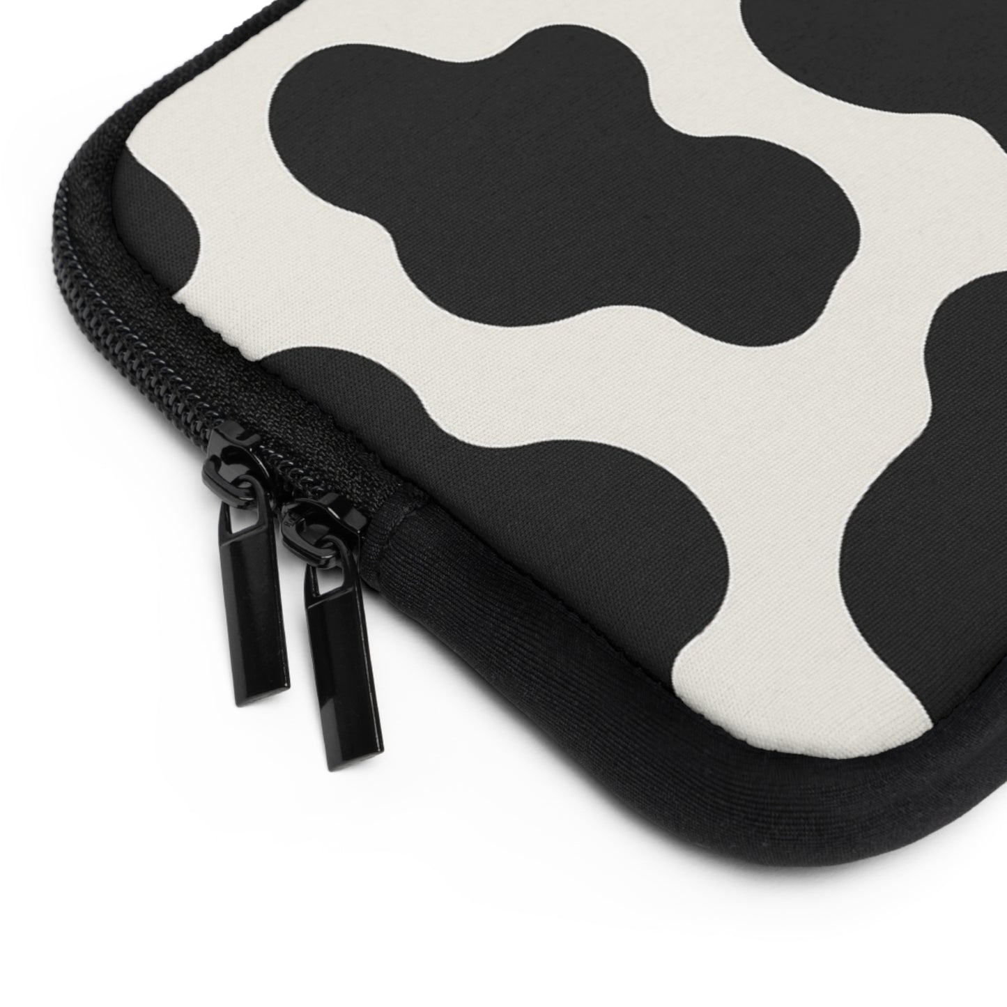 Cow Print Laptop Sleeve — Black & White Protective Neoprene Case