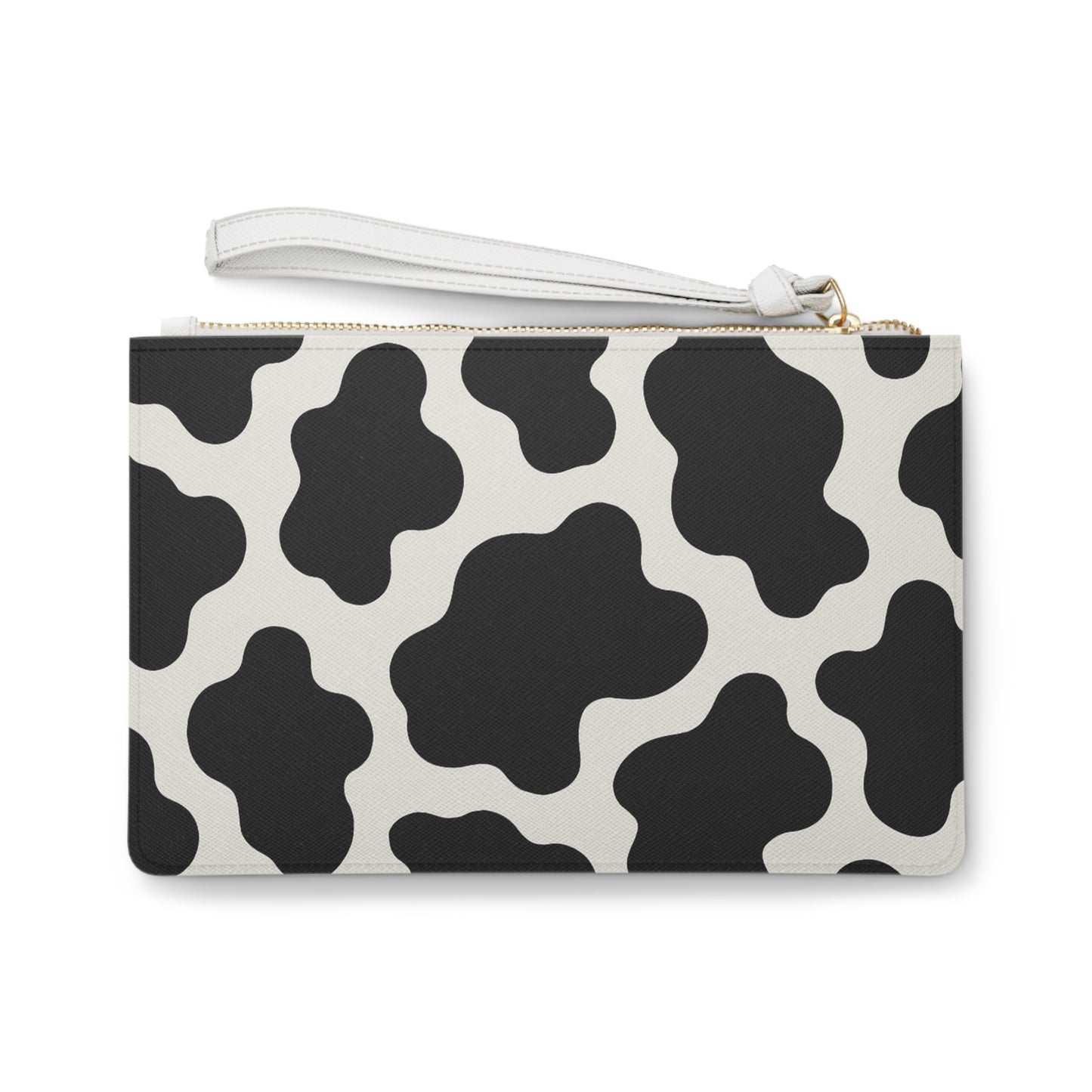 Cow Print Clutch Bag — Black & White Patterned Wristlet Purse