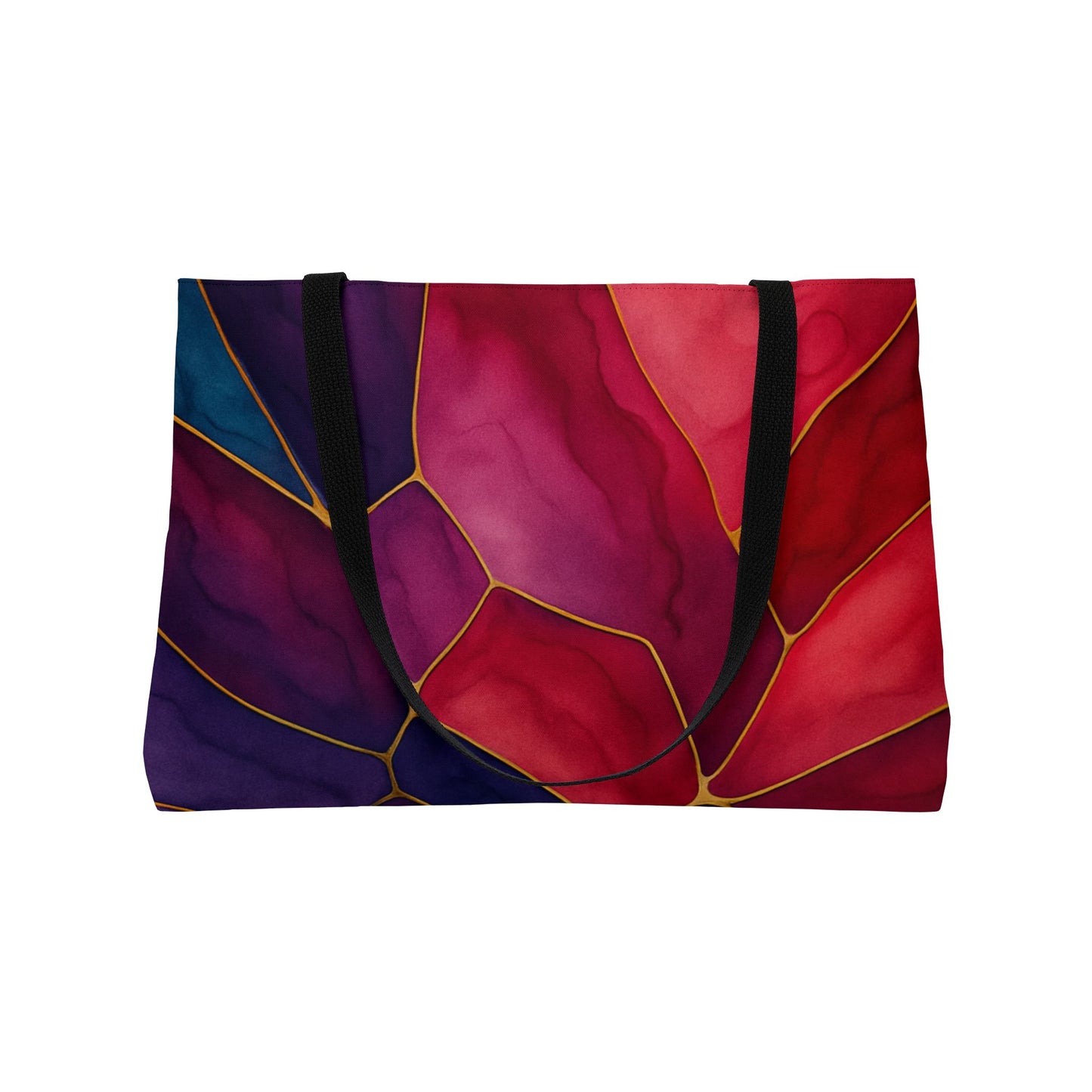 Shelby-2025 Artisan Luxe Collection- Weekender Tote Bag – Bold Red & Purple Travel Carryall