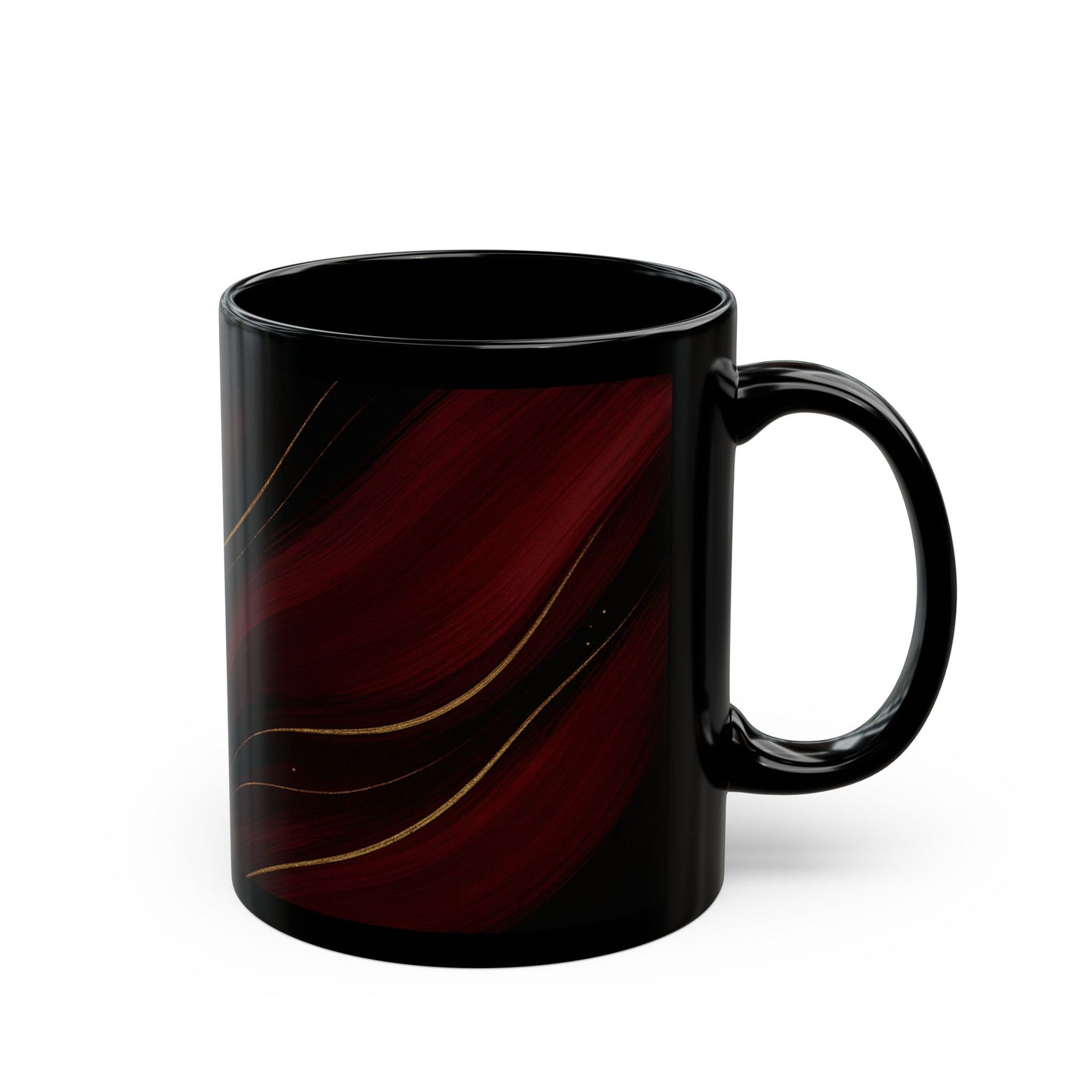 Rose Alloy-Soulful Collection-Red & Gold Swirl Black Coffee Mug — 11oz/15oz