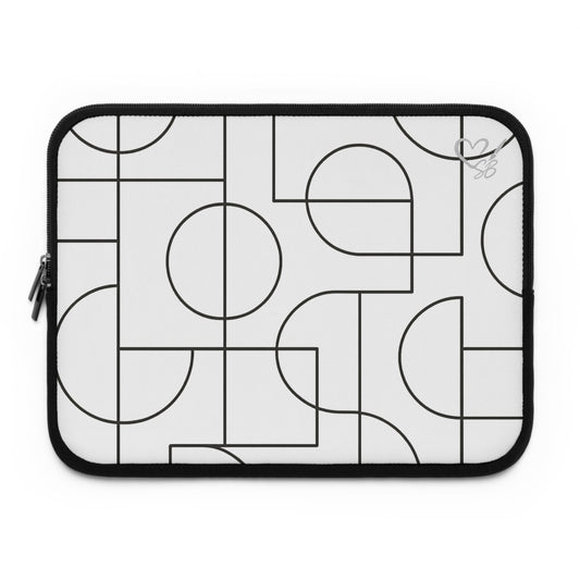 Geometric Print -2025 Artisian Collection -Laptop Sleeve — Black & White Protective Neoprene Case