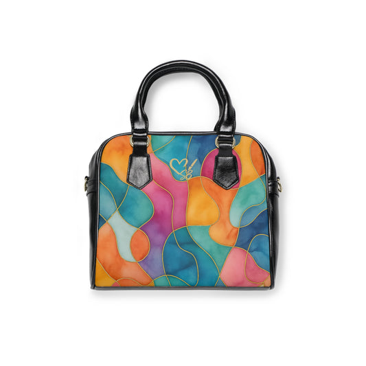 Vicky-2025 Artisan Luxe Collection-  Shoulder Handbag — Vibrant Watercolor Patchwork Purse