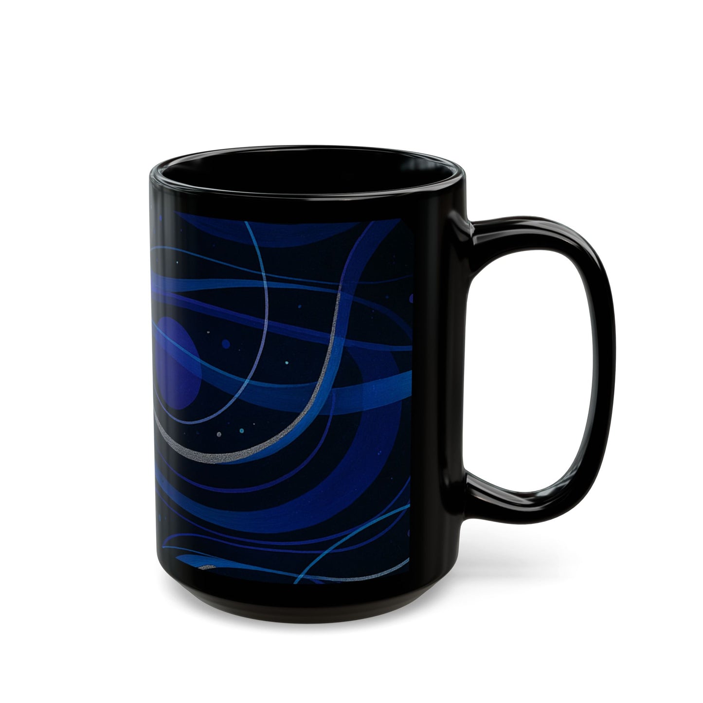 Midnight Bloom-Soulful Collection-Black Ceramic Mug —Swirl Coffee Cup (11oz & 15oz)