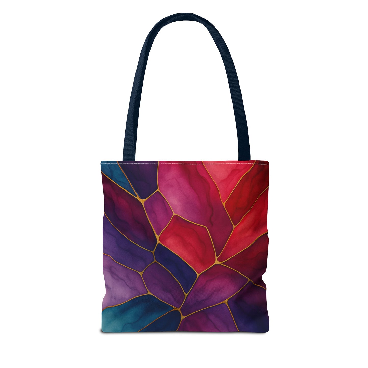 Shelby-2025 Artisan Luxe Collection-Tote Bag — Jewel-Tone Stained Glass Floral Pattern Tote