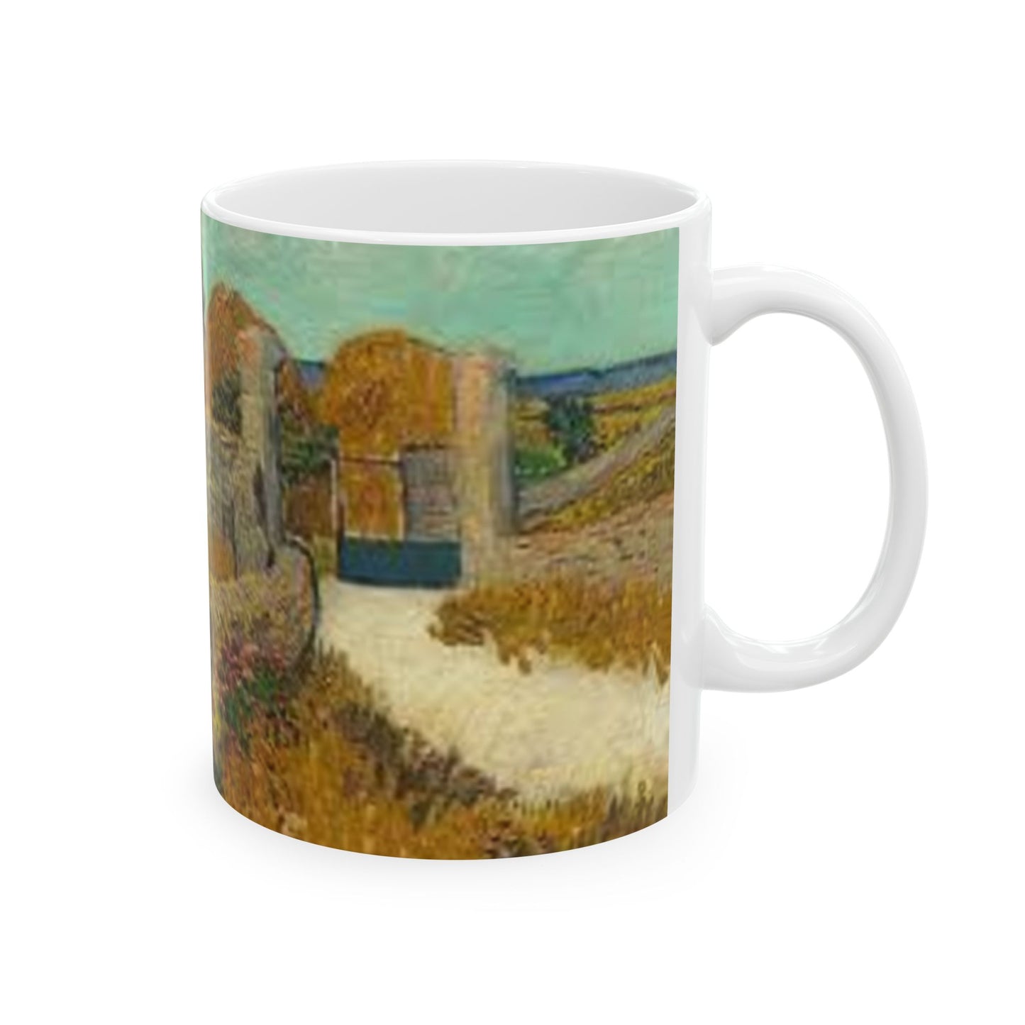 Van Gogh Landscape 2-Echoes of the Masters- Ceramic Mug — Serene Meadow & Sky Coffee Cup (11oz, 15oz)