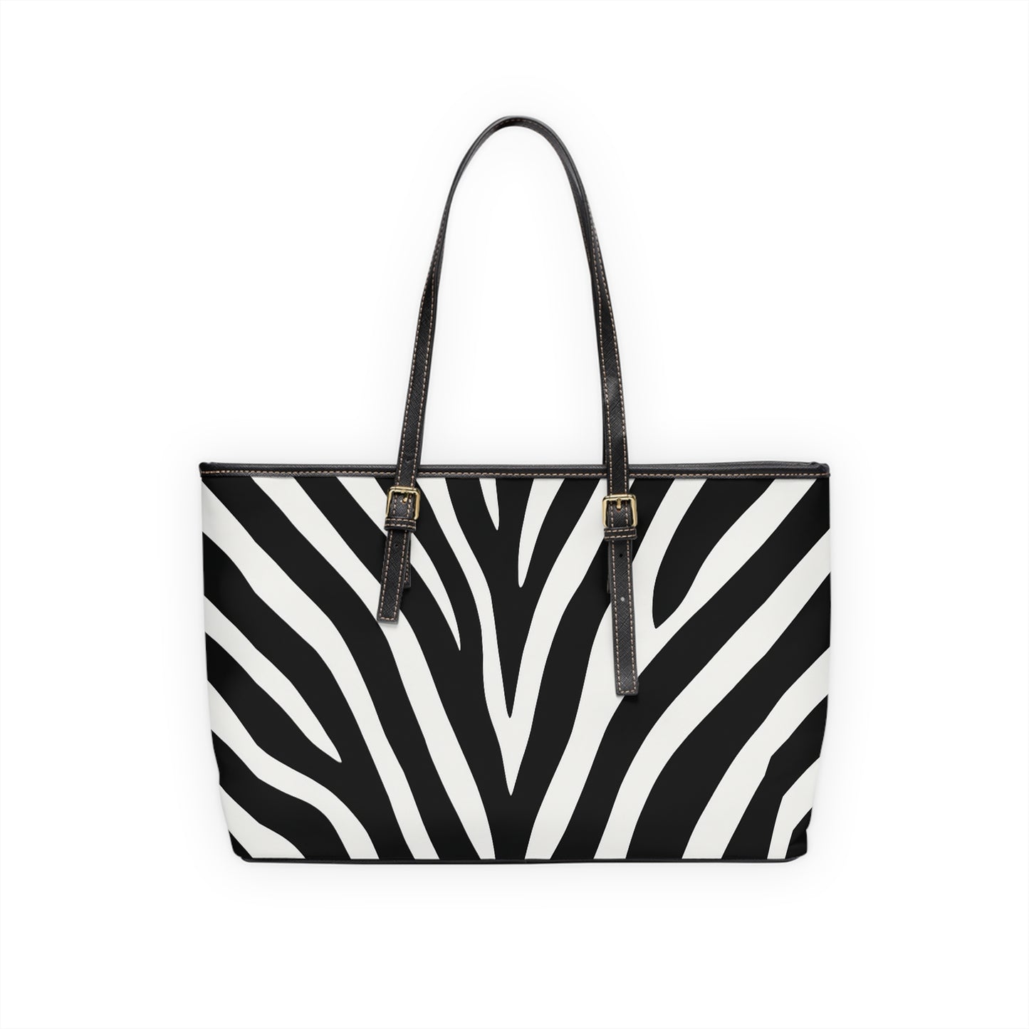 Zebra Print PU Leather Shoulder Bag – Black & White Tote for Everyday Style
