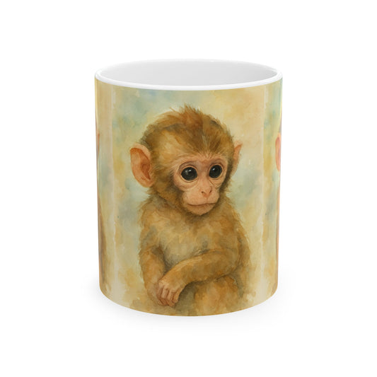 Baby Safari Collection, Cute Baby Monkey Accent Coffee Mug, Animal Lover Gift, Unique Ceramic Mug, Coffee Cup for Birthdays, Home Decor, Cute Gifts