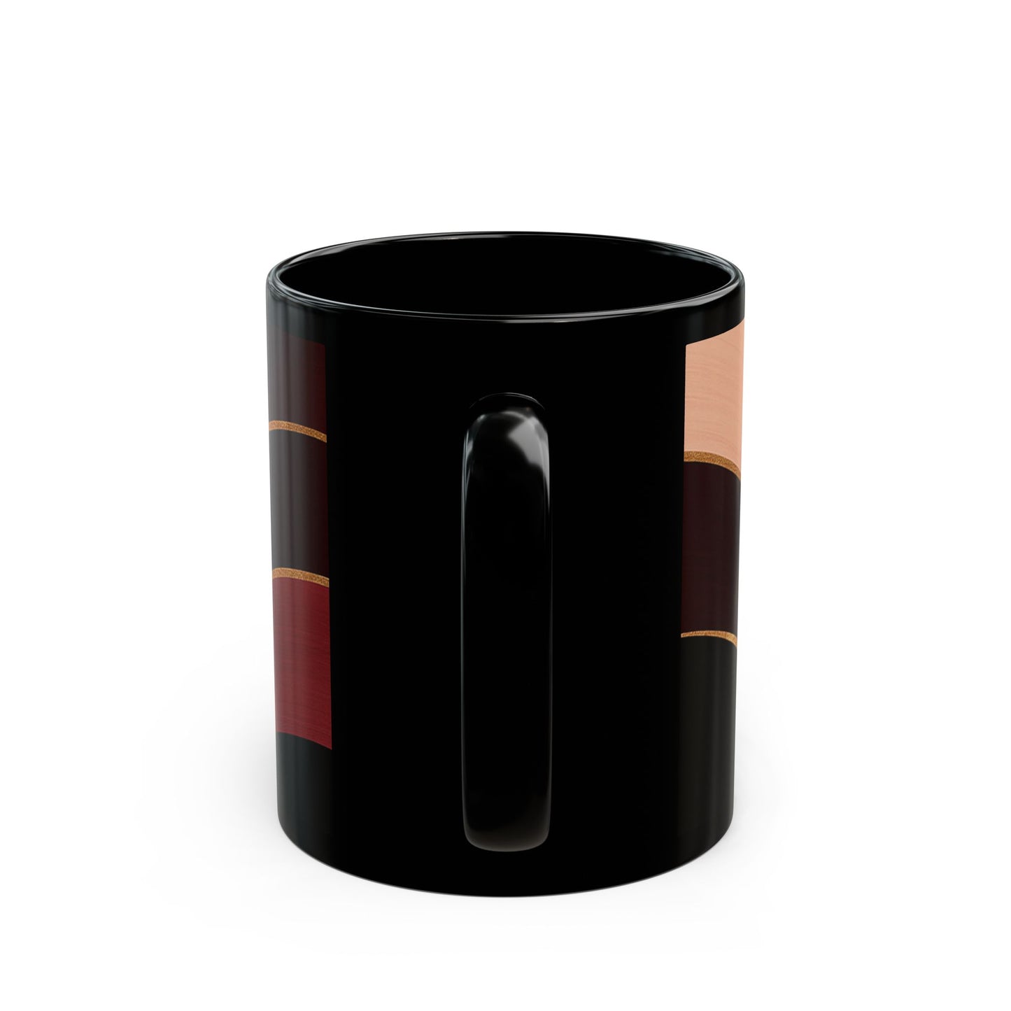 Rose Alloy- Soulful Collection — Modern Coffee Cup with Burgundy & Rose Gold Waves