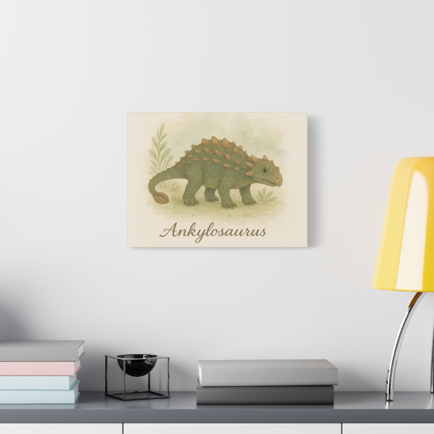 Ankylosaurus Canvas Wall Art – Nursery Dinosaur Print, Baby Room Decor