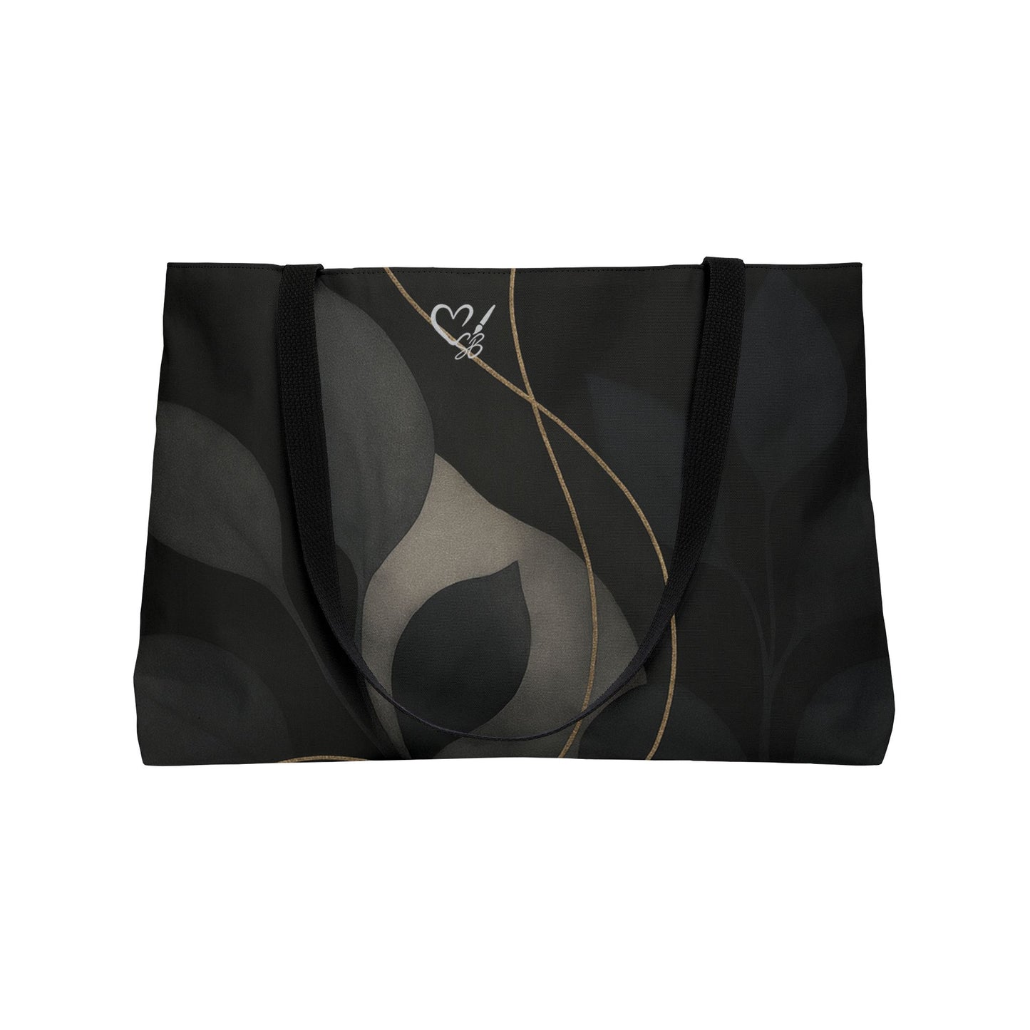 Shirley-2025 Artisan Luxe Collection-Weekender Tote — Elegant Black Leaf & Gold Vine Travel Bag