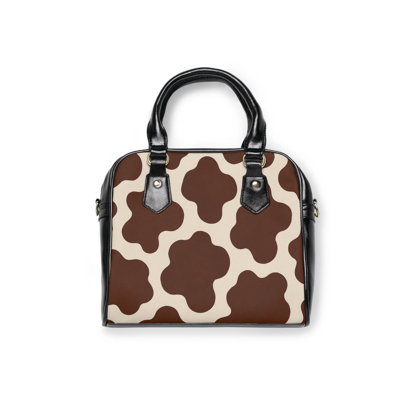 Cow Print Shoulder Handbag — Brown Retro Cowhide Pattern Tote