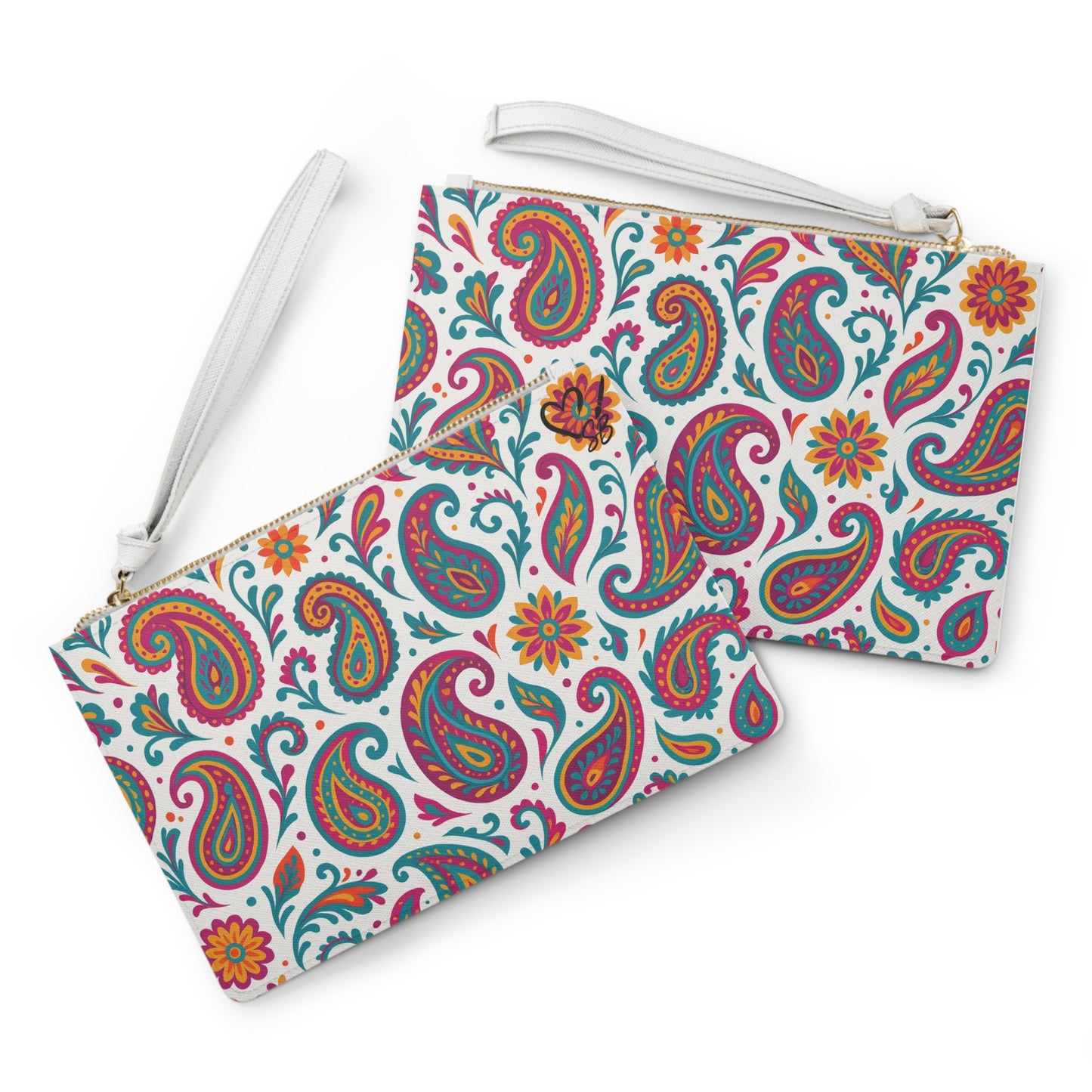 Paisley Floral Clutch Bag — Colorful Boho Wristlet Purse