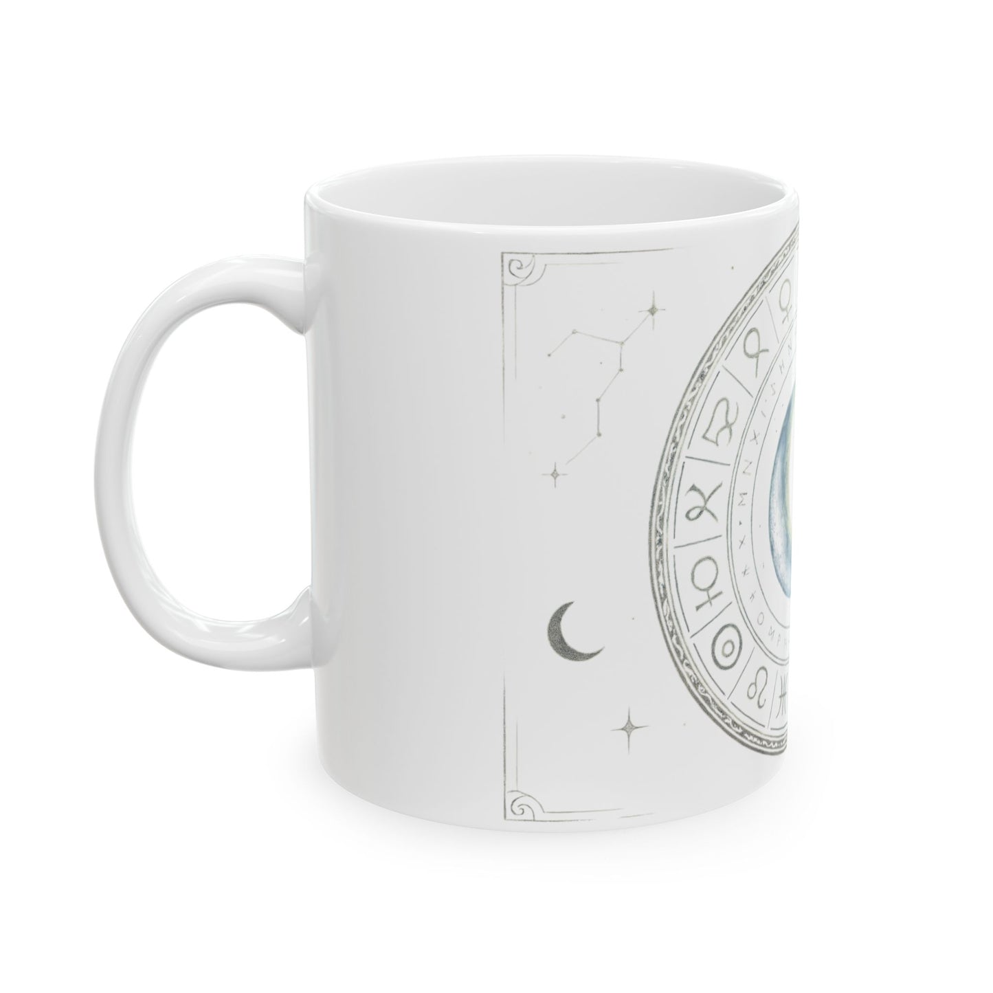 Stellar Nova White Mug — Celestial Astrology Ceramic Coffee Cup (11oz/15oz)