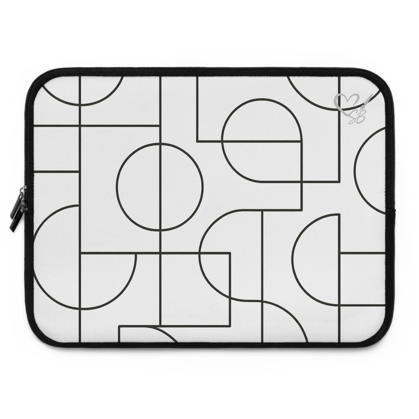 Geometric Print -2025 Artisian Collection -Laptop Sleeve — Black & White Protective Neoprene Case