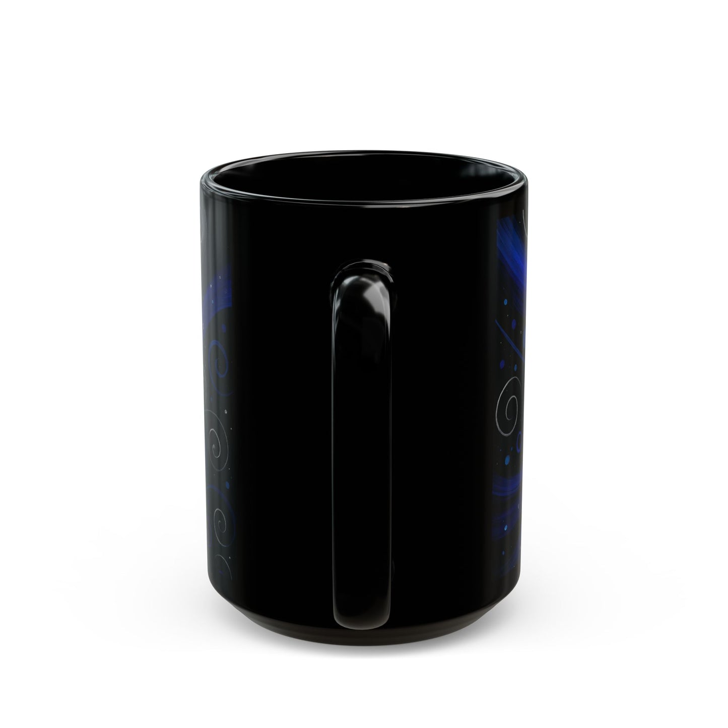 Midnight Blooms 3-Soulful Collection-Black Ceramic Mug — Midnight Swirl Coffee Cup (11oz & 15oz)