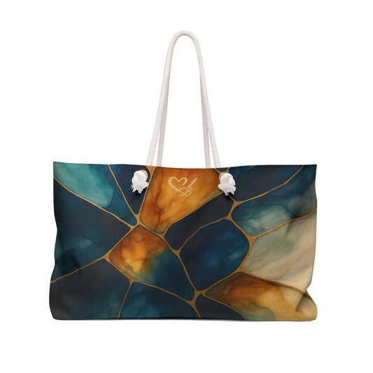 Lissette-2025 Artisan Luxe Collection-Weekender Bag — Teal & Amber Travel Tote