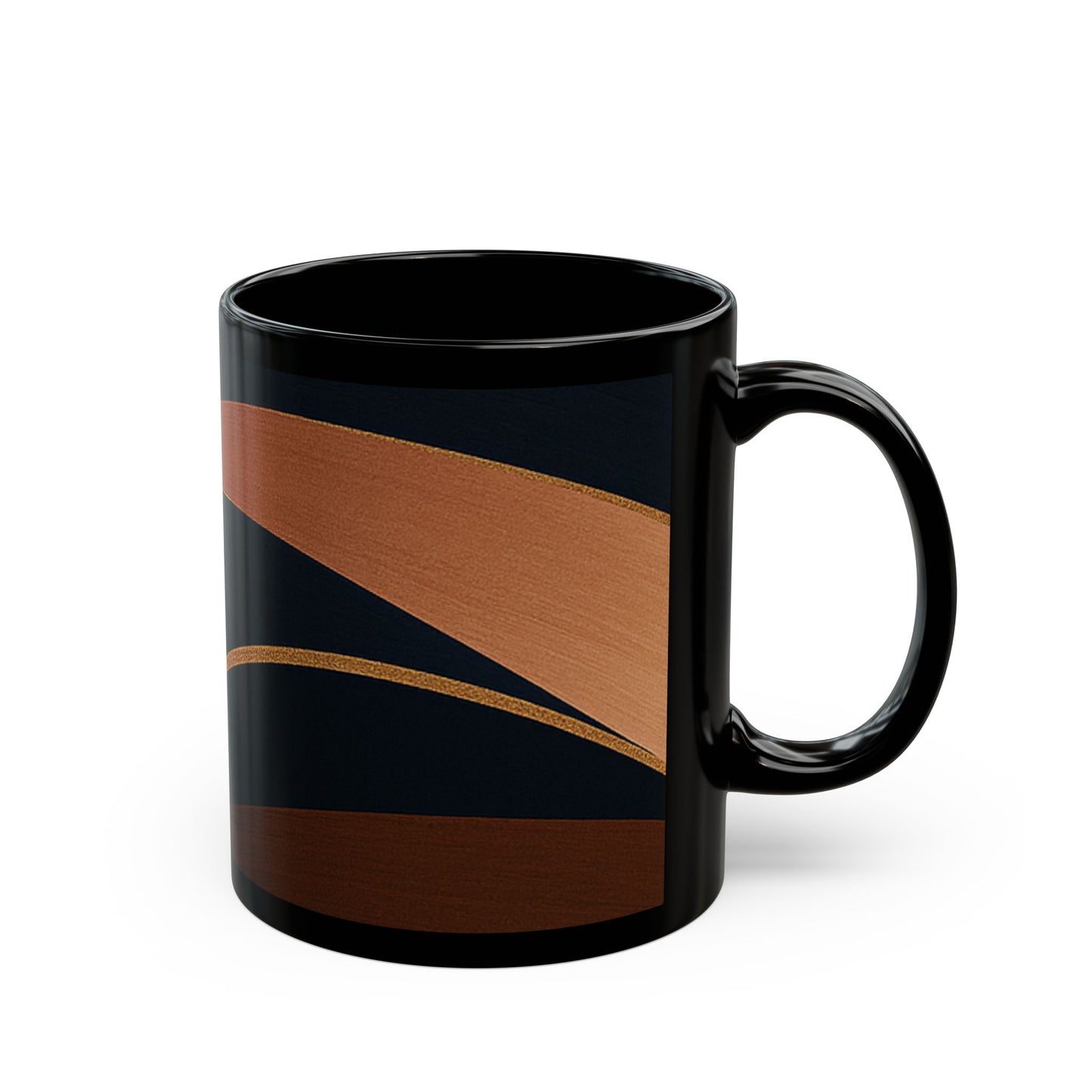 Rose Alloy 2-Soulful Collection — Modern Coffee Cup with Burgundy & Rose Gold Waves