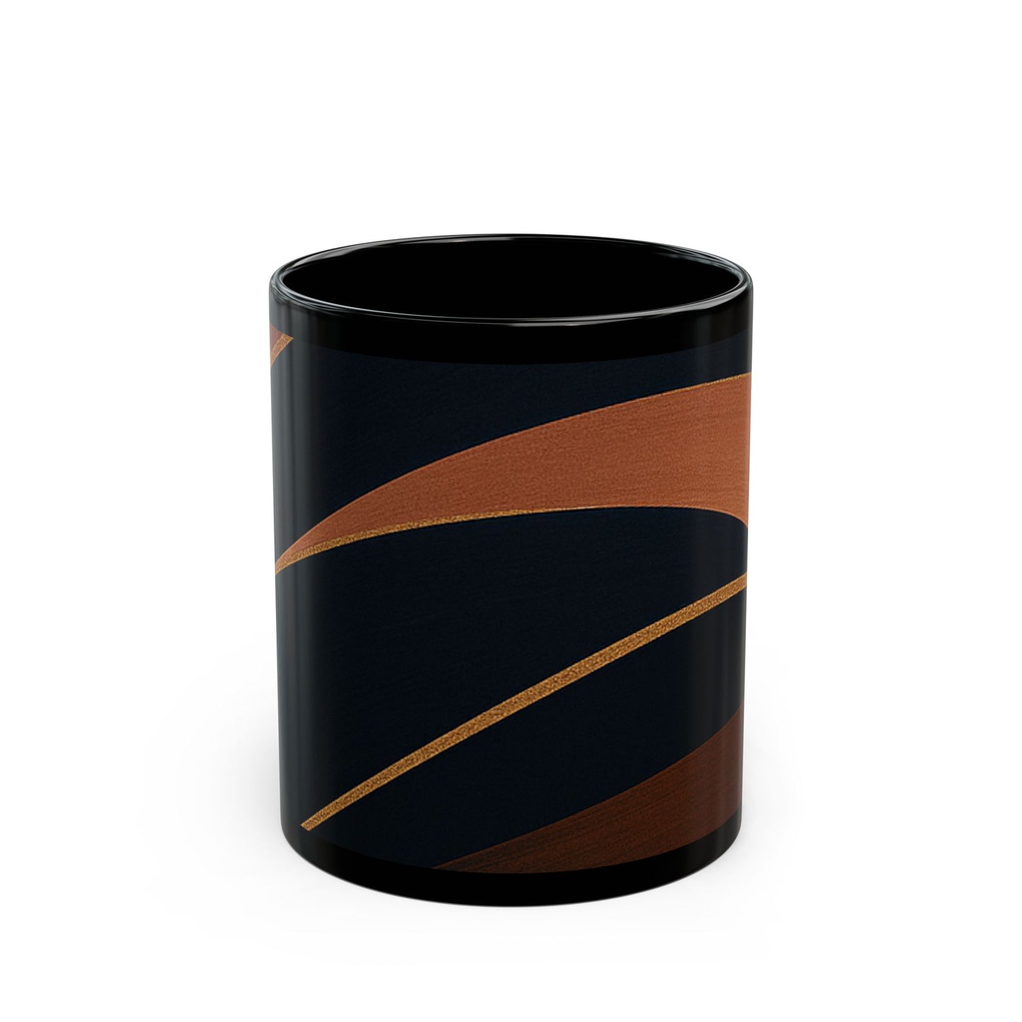 Rose Alloy 2-Soulful Collection — Modern Coffee Cup with Burgundy & Rose Gold Waves