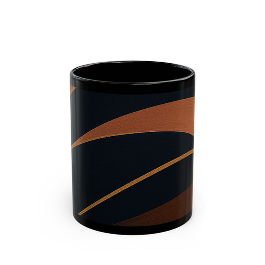 Rose Alloy 2-Soulful Collection — Modern Coffee Cup with Burgundy & Rose Gold Waves