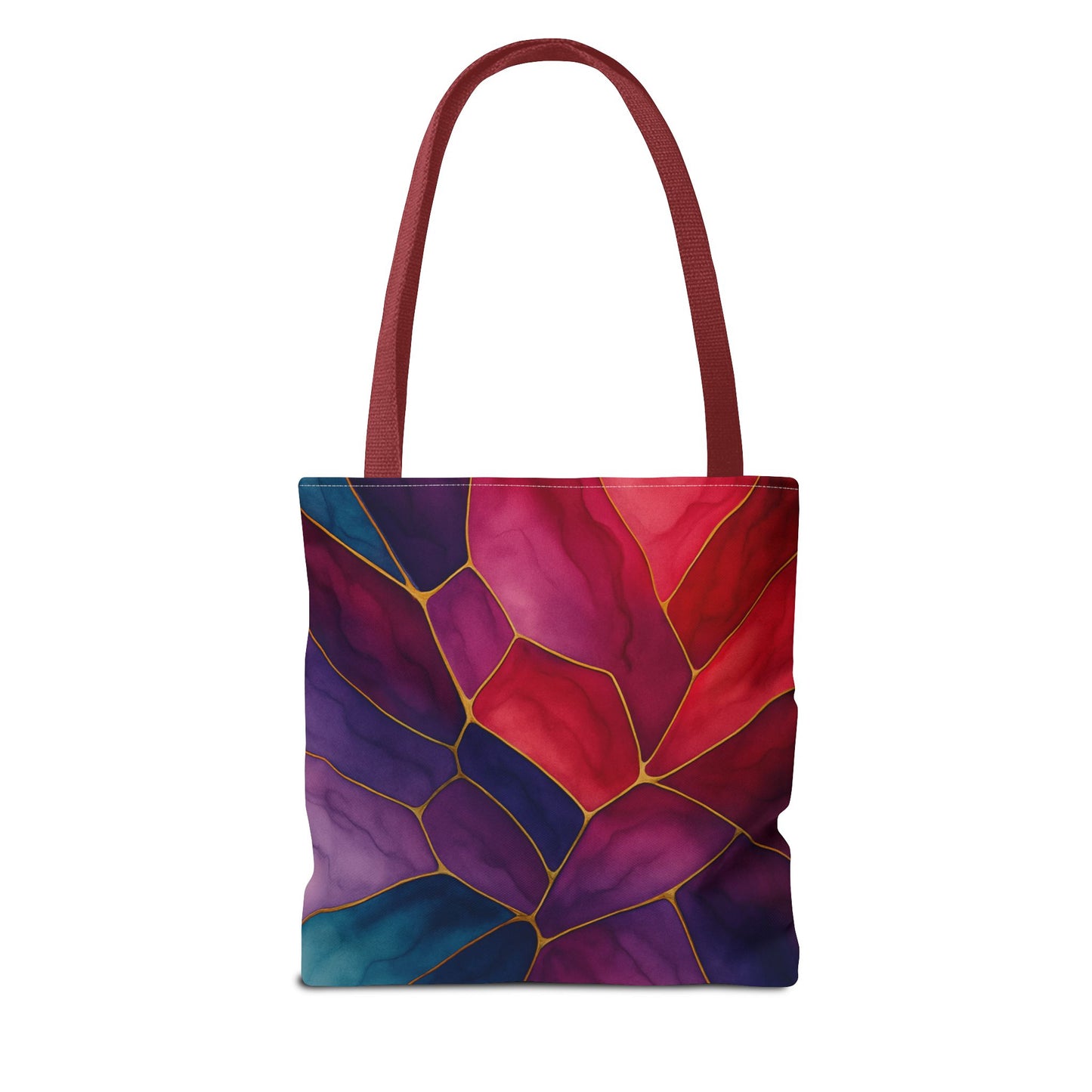 Shelby-2025 Artisan Luxe Collection-Tote Bag — Jewel-Tone Stained Glass Floral Pattern Tote