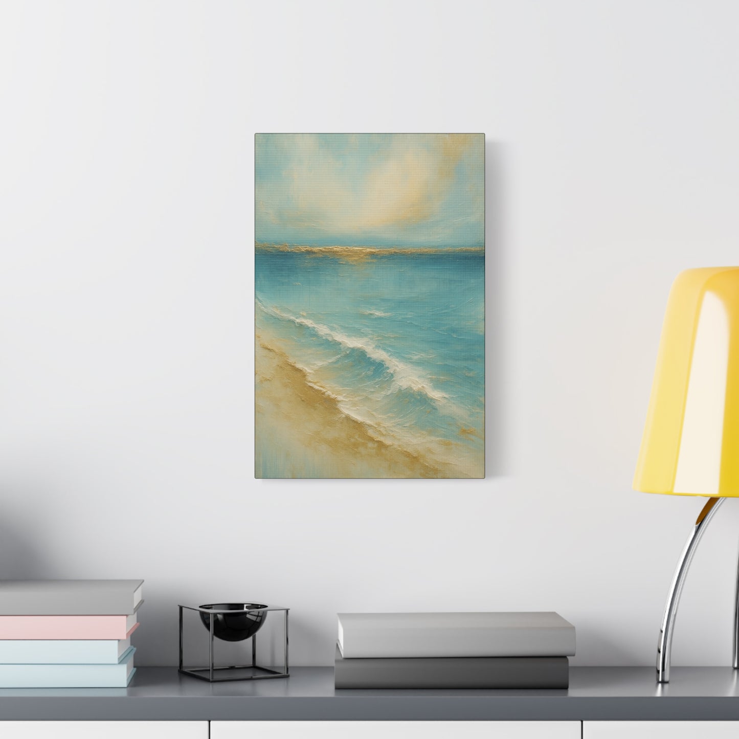 Golden Horizon-Gold Coast Collsection=Matte Canvas Wall Art — Ocean Beach Landscape, Stretched 1.25"