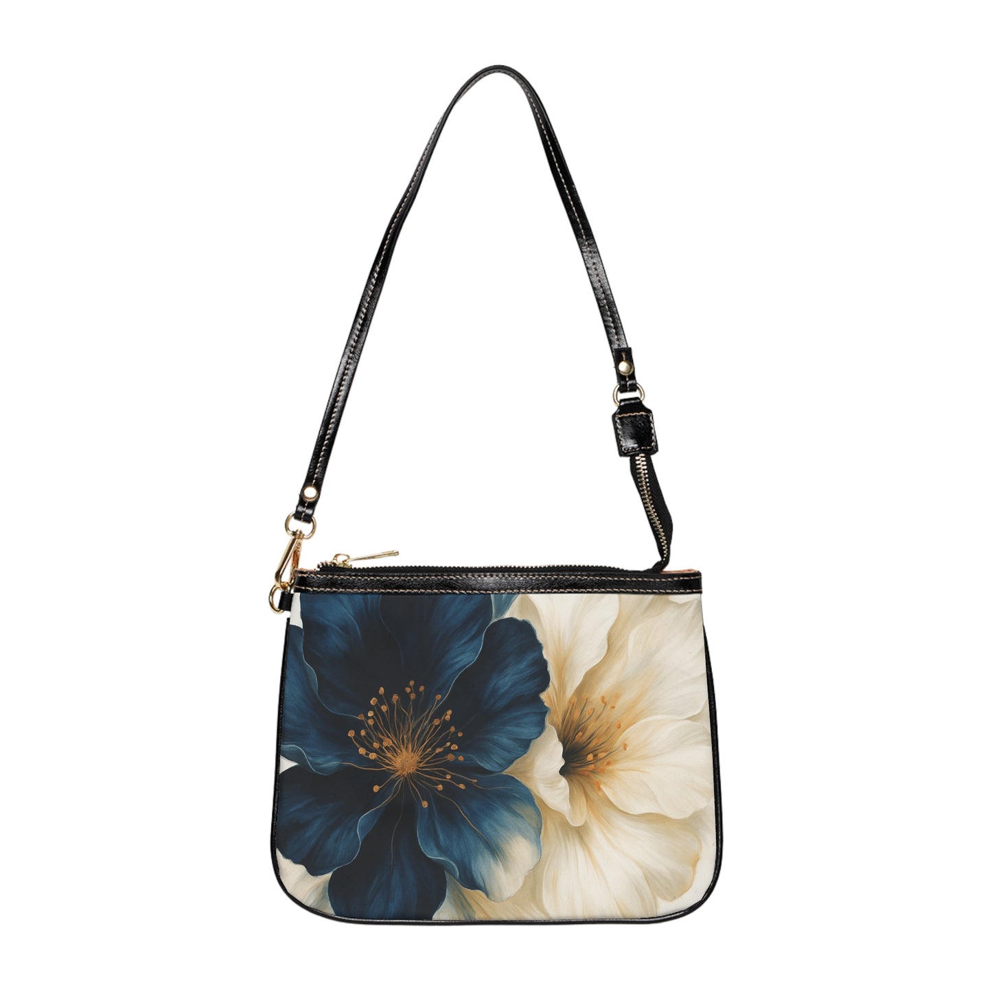 Sella- 2025 Artisian Luxe Collection-Floral Petite Shoulder Bag — Navy & Cream Blossom Crossbody