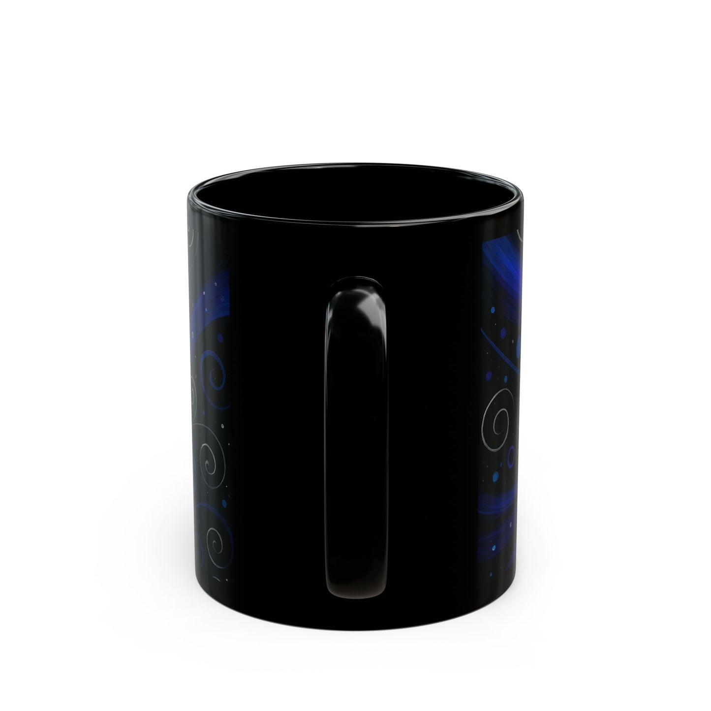 Midnight Blooms 3-Soulful Collection-Black Ceramic Mug — Midnight Swirl Coffee Cup (11oz & 15oz)