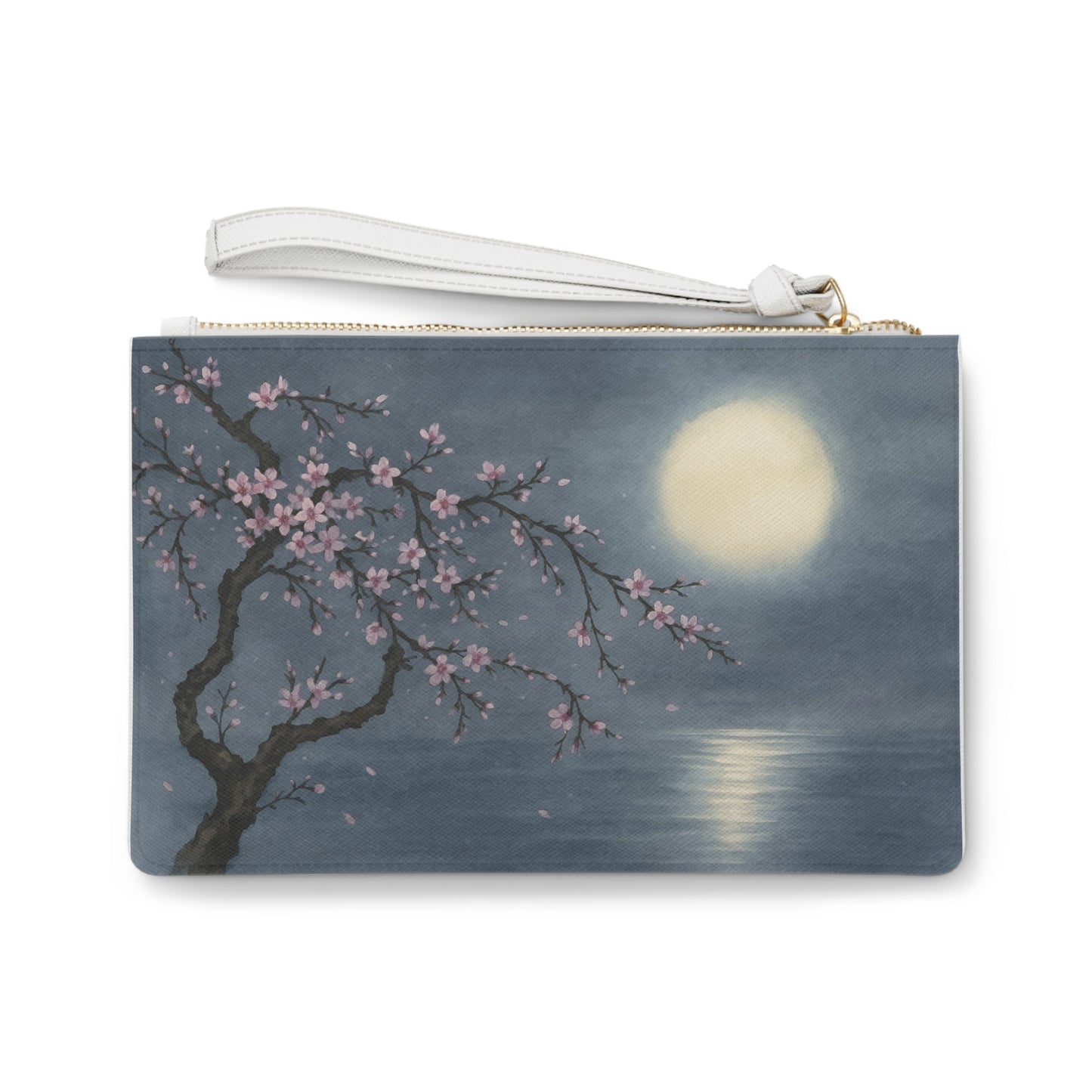 Moonlit Cherry Blossom Clutch Bag — Evening Floral Wristlet