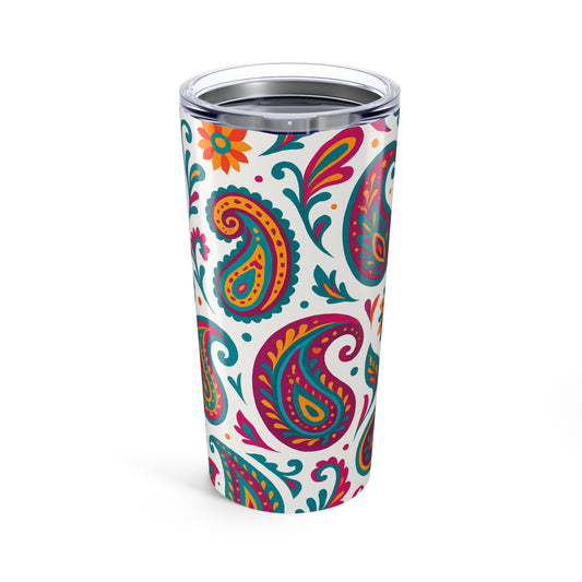 20oz Paisley Stainless Steel Tumbler – Colorful Floral Travel Cup