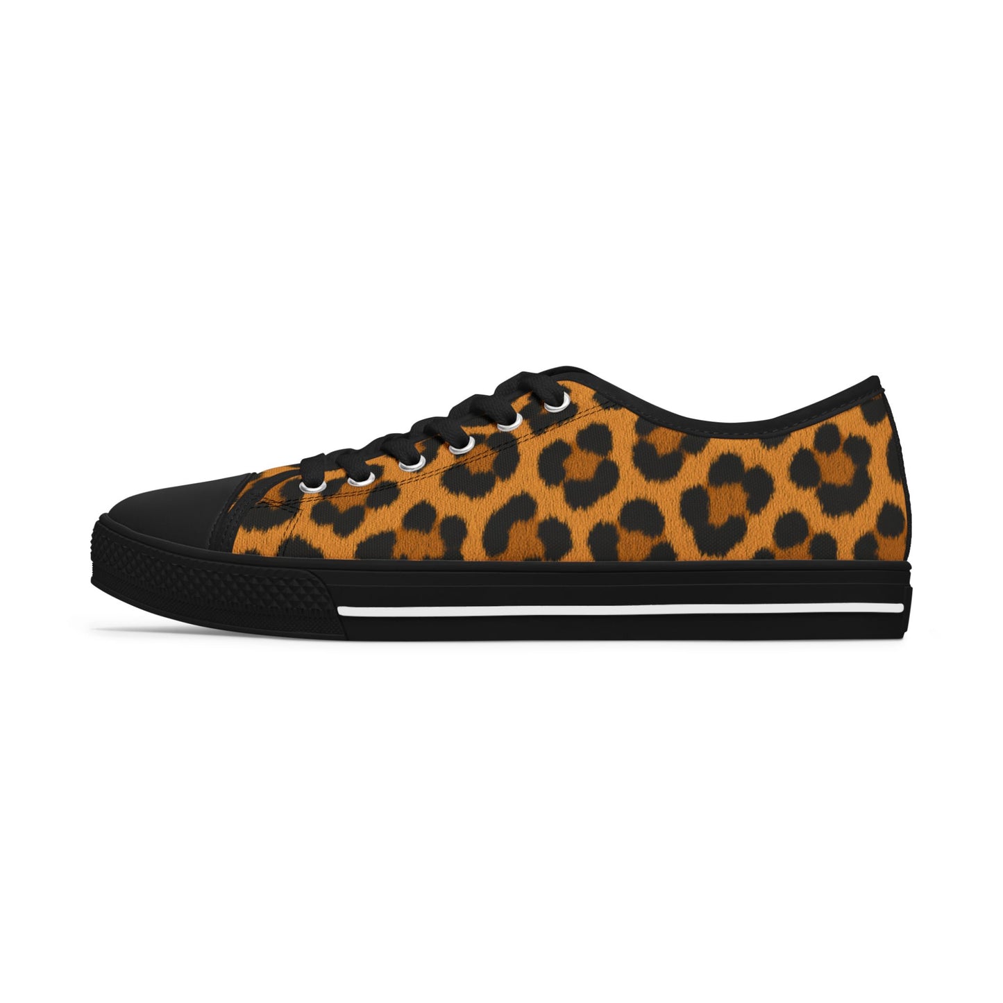 Leopard Print-Women's Low Top Sneakers — Animal Print Casual Canvas Shoes