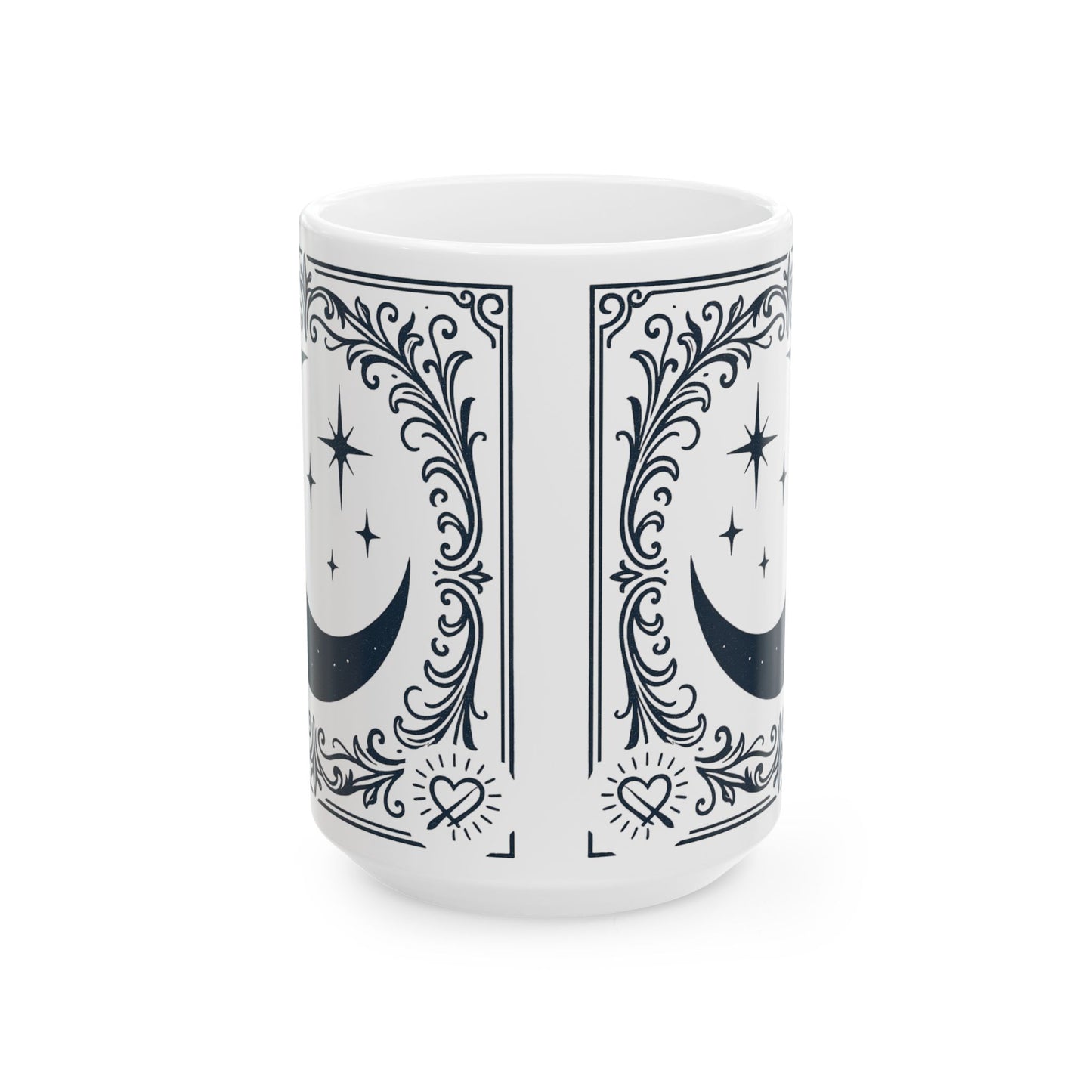 Mystic Moon Ceramic Mug 2— Vintage Crescent Moon & Stars Coffee Cup (11oz/15oz)