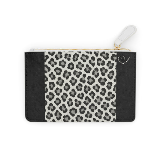 Snow Leopard -Mini Clutch Bag — Monochrome Leopard Print Wristlet
