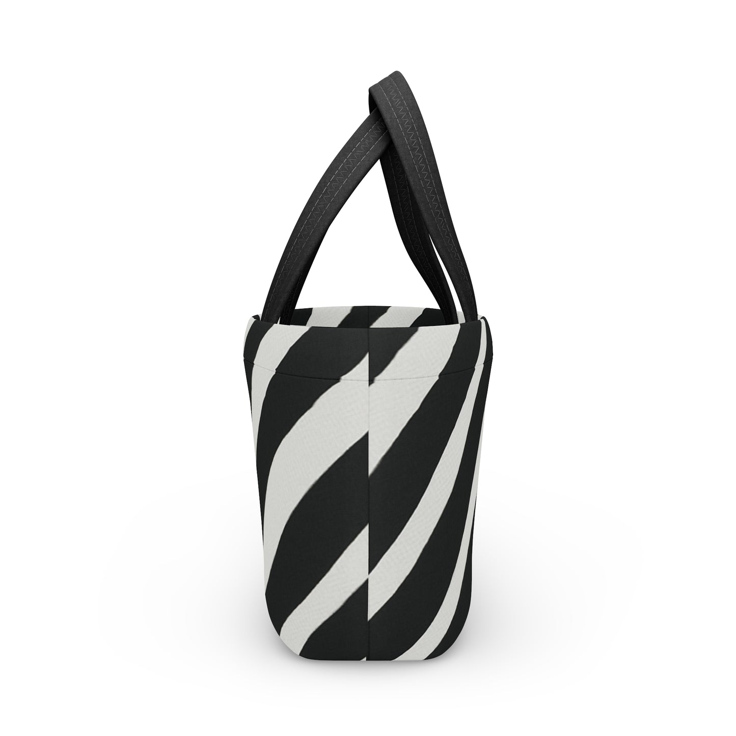 Zebra Print Lunch Bag — Insulated Black & White Animal Stripe Tote