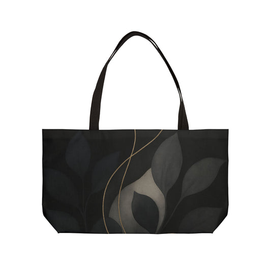 Shirley-2025 Artisan Luxe Collection-Weekender Tote — Elegant Black Leaf & Gold Vine Travel Bag